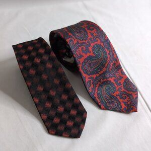 Vintage Savile and John Comfort Trimingham Black/Red 100% Silk Ties